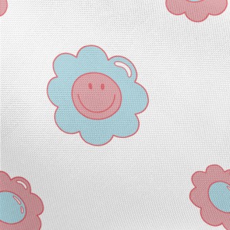 Cartoon Blue Pink Flowers Pongee