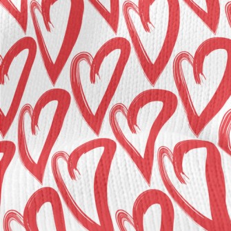 Hand Drawn Red Love Heart Stretch Jersey
