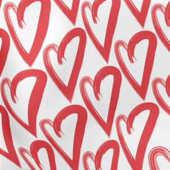 Hand Drawn Red Love Heart Lightweight Cotton Poplin