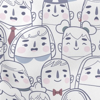 Cute Character Expressions Lightweight Cotton Poplin