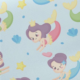 Cute Mermaid Swimming In The S Midweight Cotton Poplin