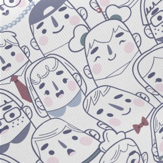 Cute Character Expressions Midweight Cotton Poplin