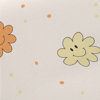 Cute Smiling Flowers Midweight Cotton Poplin