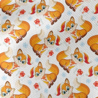 Cute Fox With A Gift Waterproof Canvas