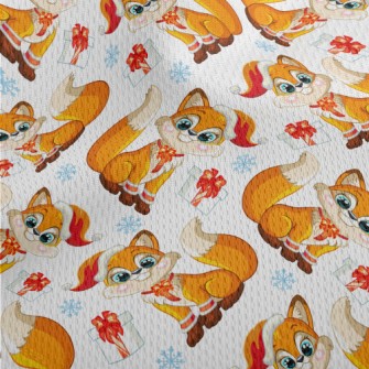 Cute Fox With A Gift Athletic Mesh Flat Back