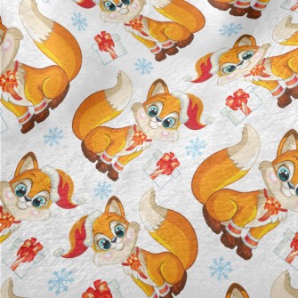 Cute Fox With A Gift Minky