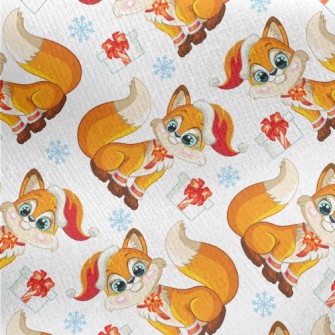 Cute Fox With A Gift Jersey Backed Fleece