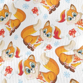 Cute Fox With A Gift Stretch Jersey