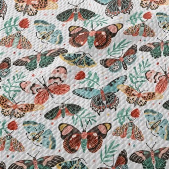 Colorful Butterflies And Flowe Birdseye Piqué