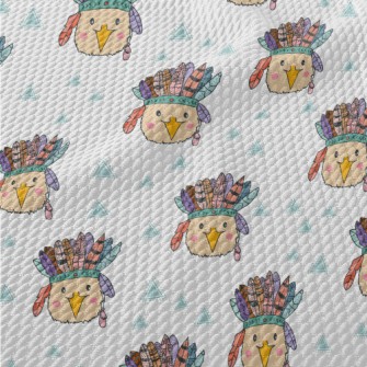 Bird Wearing Indian Chief Hat Birdseye Piqué