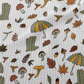 Picking Mushrooms In The Autum Birdseye Piqué