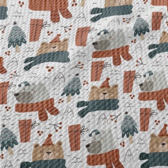 Happy Bear Ready For Christmas Birdseye Piqué