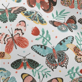 Colorful Butterflies And Flowe Chiffon
