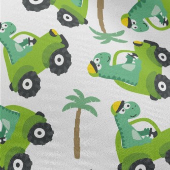 Cute Dinosaur Driving A Car Chiffon