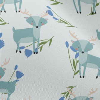 Cute Deer With Blue Flowers Chiffon