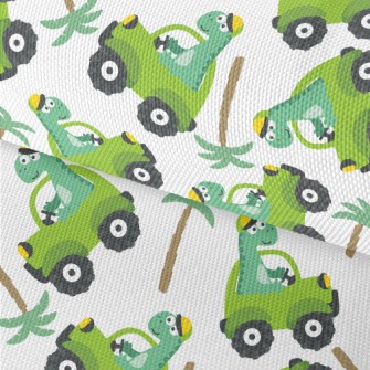 Cute Dinosaur Driving A Car Waterproof Oxford