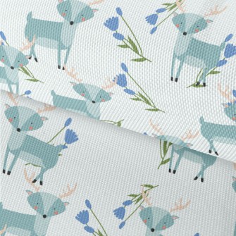 Cute Deer With Blue Flowers Waterproof Oxford