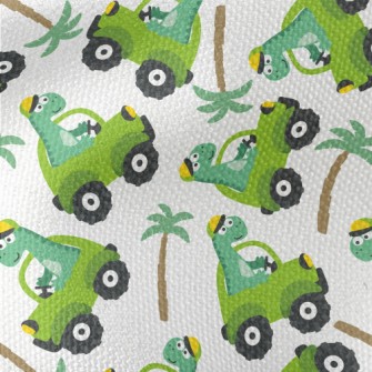 Cute Dinosaur Driving A Car Waterproof Canvas