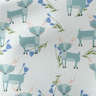 Cute Deer With Blue Flowers Waterproof Canvas