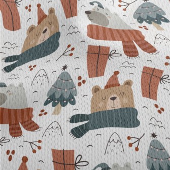 Happy Bear Ready For Christmas Athletic Mesh Flat Back