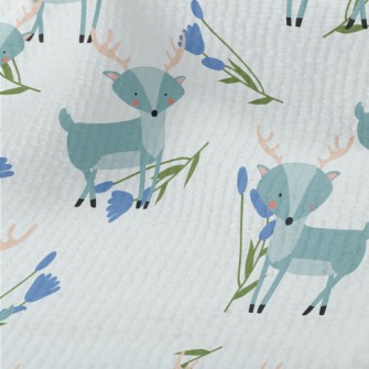 Cute Deer With Blue Flowers Terry