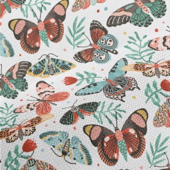 Colorful Butterflies And Flowe Performance Linen