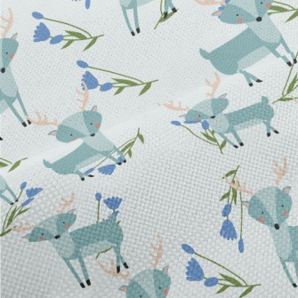 Cute Deer With Blue Flowers Performance Linen