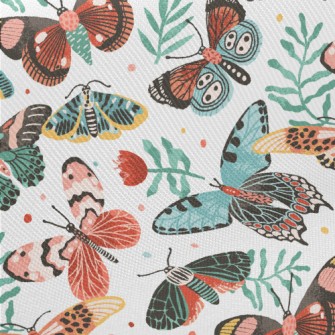 Colorful Butterflies And Flowe Twill