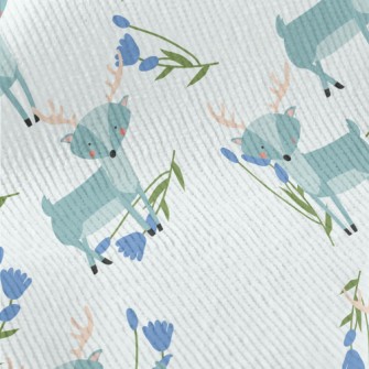 Cute Deer With Blue Flowers Standard Corduroy