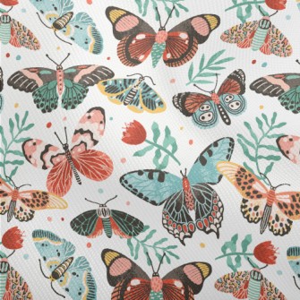 Colorful Butterflies And Flowe Dobby
