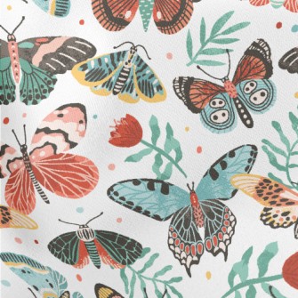 Colorful Butterflies And Flowe Stretch Ponte