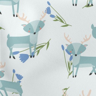 Cute Deer With Blue Flowers Stretch Ponte