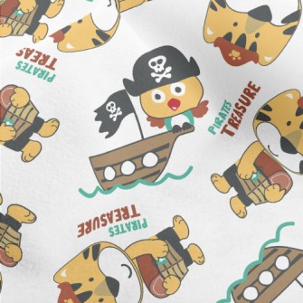Pirate Animals On A Boat Micro Fleece