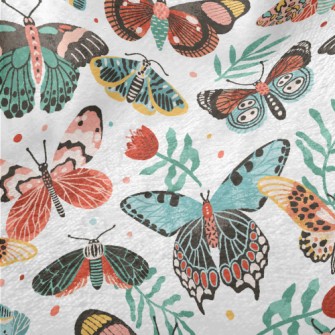 Colorful Butterflies And Flowe Minky