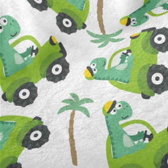 Cute Dinosaur Driving A Car Minky
