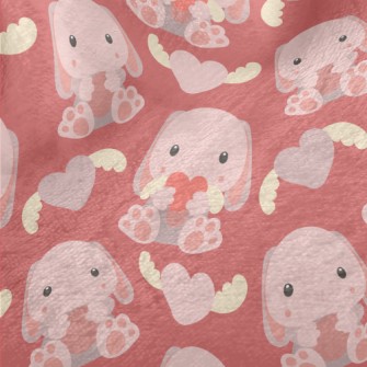 Pink Rabbit Holding A Toy In H Minky