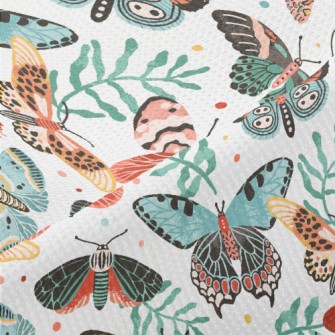 Colorful Butterflies And Flowe Piqué