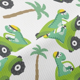 Cute Dinosaur Driving A Car Piqué