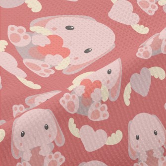 Pink Rabbit Holding A Toy In H Piqué