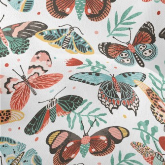 Colorful Butterflies And Flowe Lightweight Performance Linen