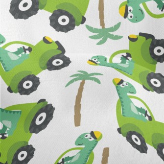 Cute Dinosaur Driving A Car Lightweight Performance Linen