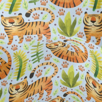 Tiger In Tropical Plants Lightweight Performance Linen