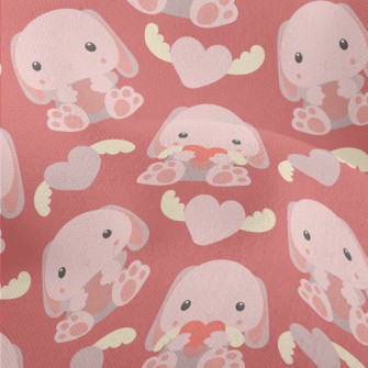 Pink Rabbit Holding A Toy In H Lightweight Performance Linen