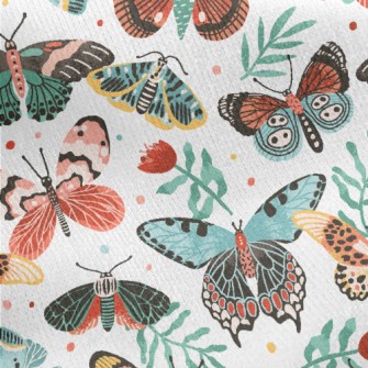 Colorful Butterflies And Flowe Jersey Backed Fleece