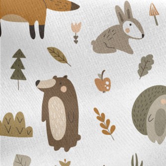 Cute Animals Living Together Jersey Backed Fleece