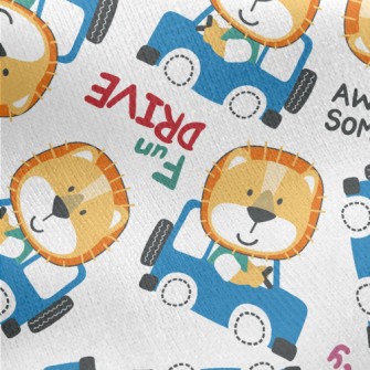 Smiling Animal Driving A Car Jersey Backed Fleece