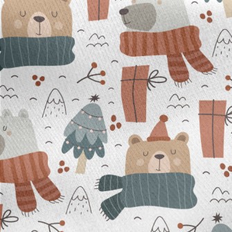 Happy Bear Ready For Christmas Jersey Backed Fleece