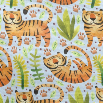 Tiger In Tropical Plants Pongee