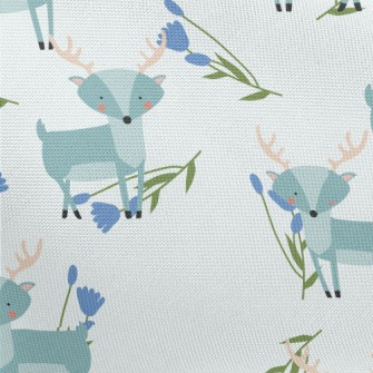 Cute Deer With Blue Flowers Pongee