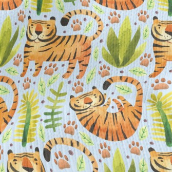 Tiger In Tropical Plants Stretch Jersey